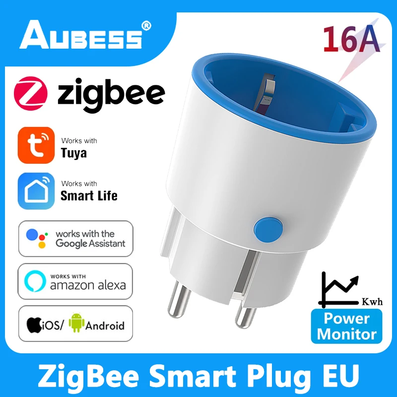 

Умные розетки Aubess Tuya ZigBee, энергосберегающая вилка европейского стандарта, 16 А, работает с приложением Alexa Google Home Assistant