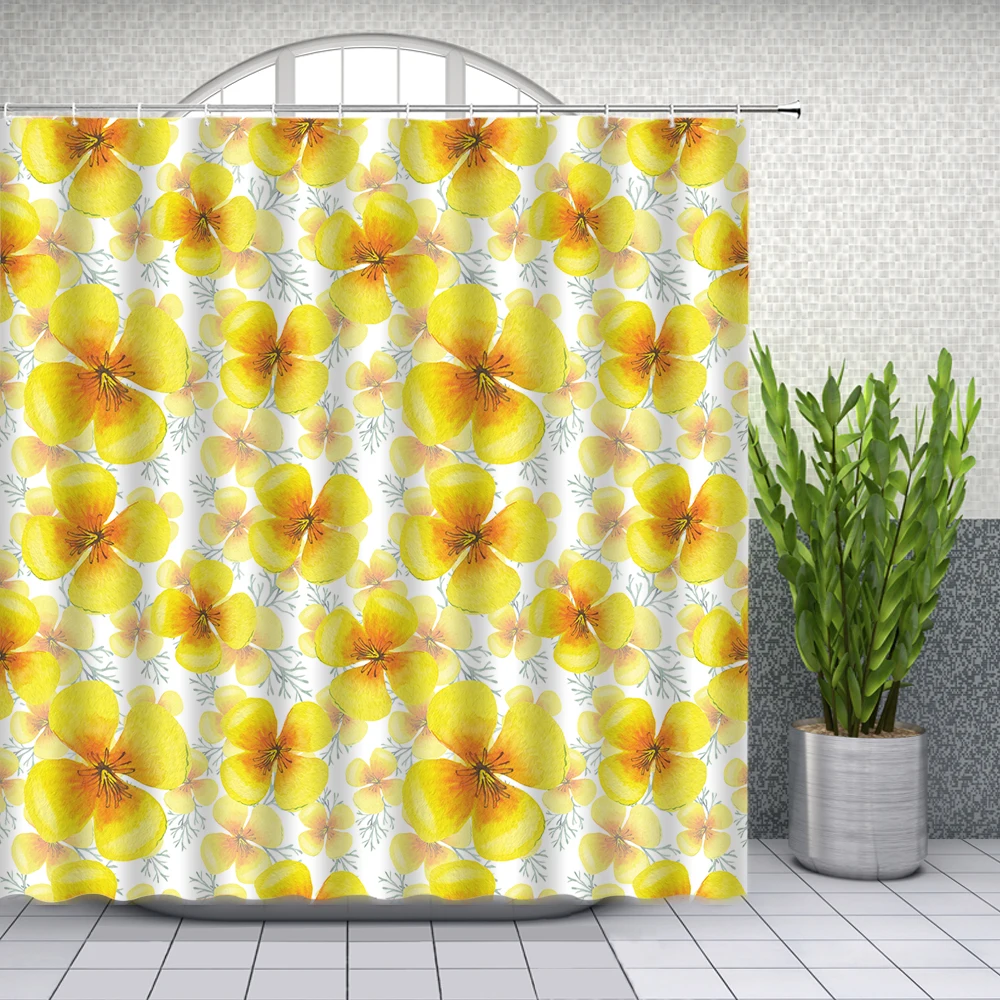 Шторы для душа с зелеными листьями водонепроницаемые тканевые занавески из