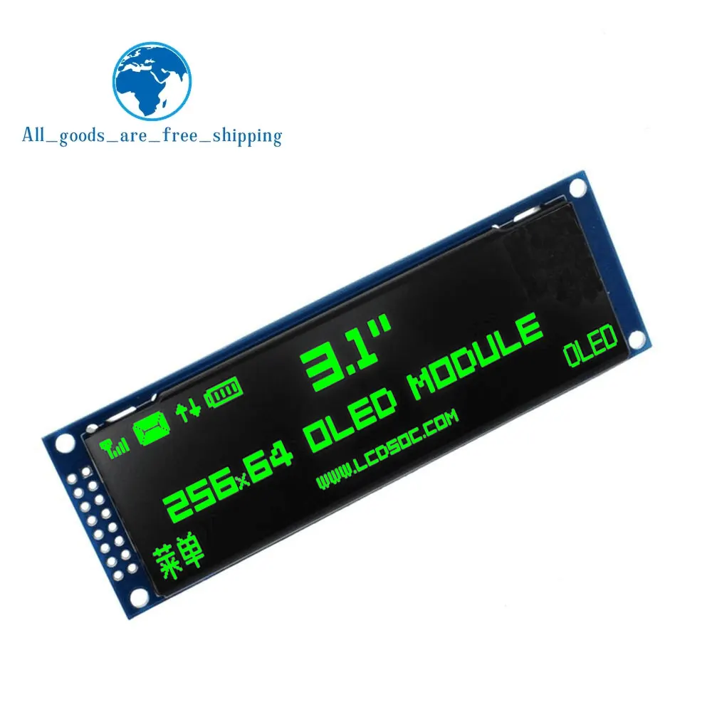 TZT настоящий OLED дисплей 3,1" 256*64 25664 точек Графический ЖК-модуль экран LCM экран SSD1322 контроллер Поддержка SPI - Цвет: Зеленый