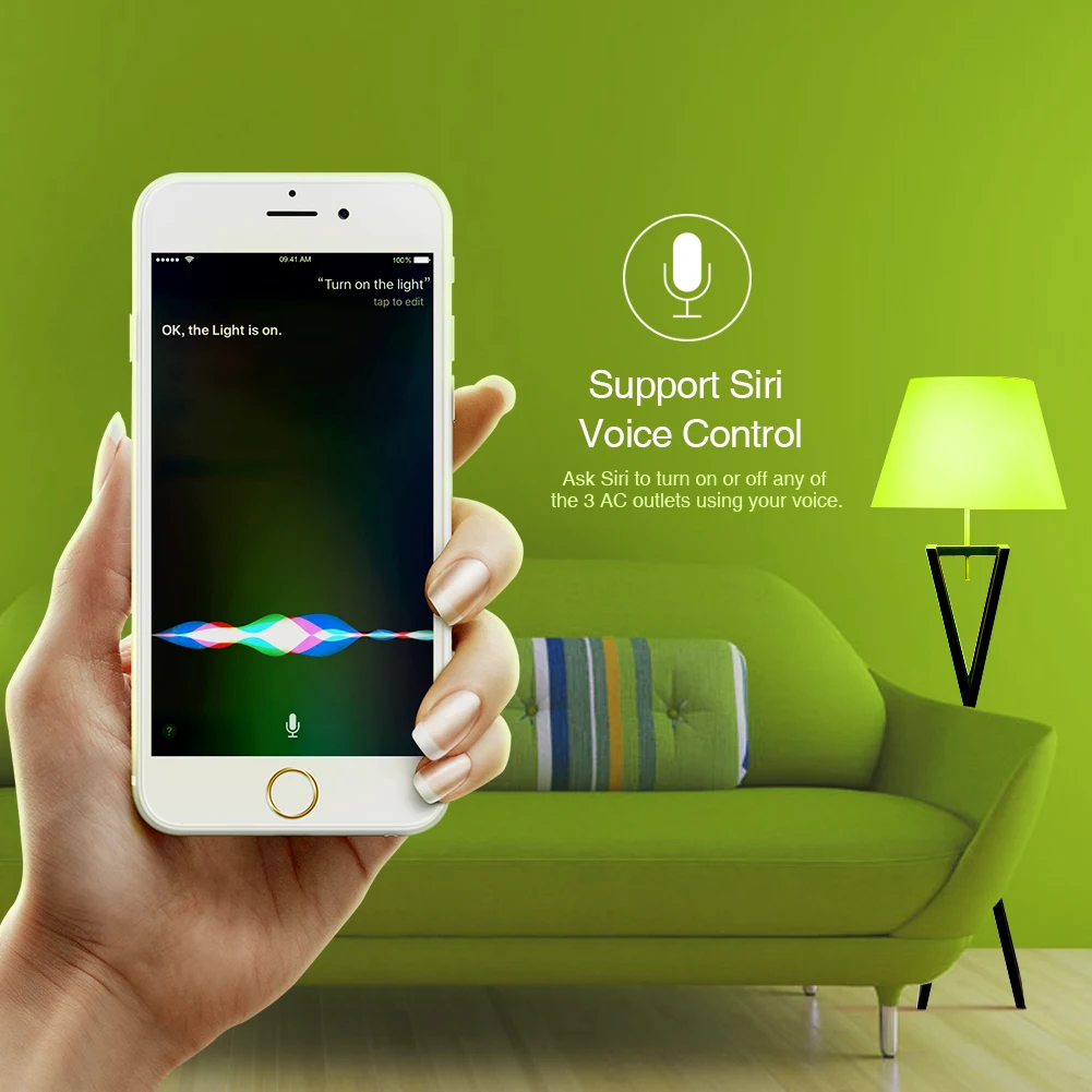 Умная светодиодная розетка Koogeek с 3 розетками Wi-Fi голосовое управление |