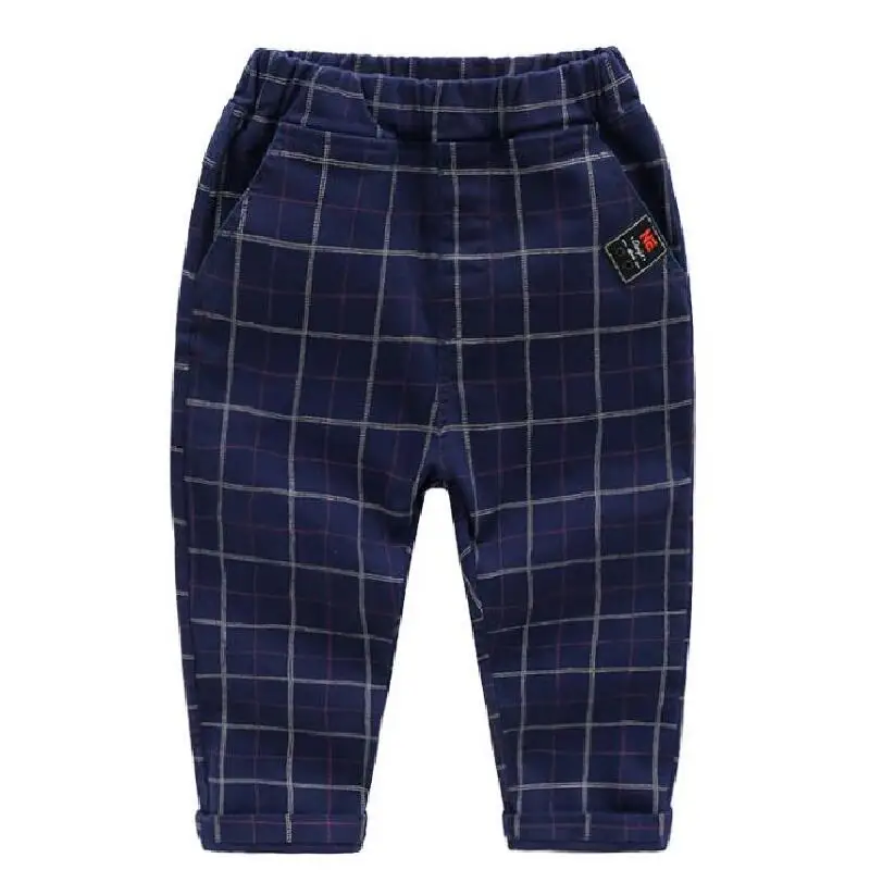 Весенние Брюки для мальчиков спортивные брюки хлопковые детские клетчатые