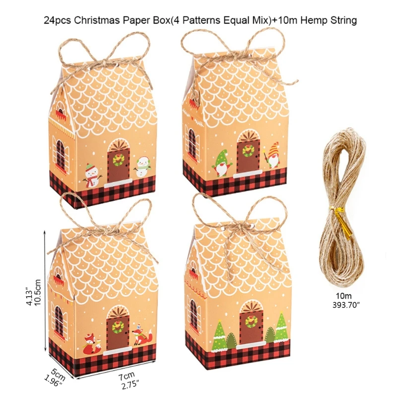 

Thanksgiving Party Treat Goody Boxes Small Cute Cartoon Christmas House Candy Box Multicolor Decorative Carton