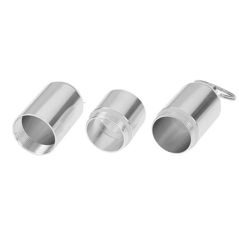

Capsule Shape Aluminum Pill Case Silver Pill Box Keychain Outdoor Pocket Pill Holder Container Medicine Box 2 Sizes