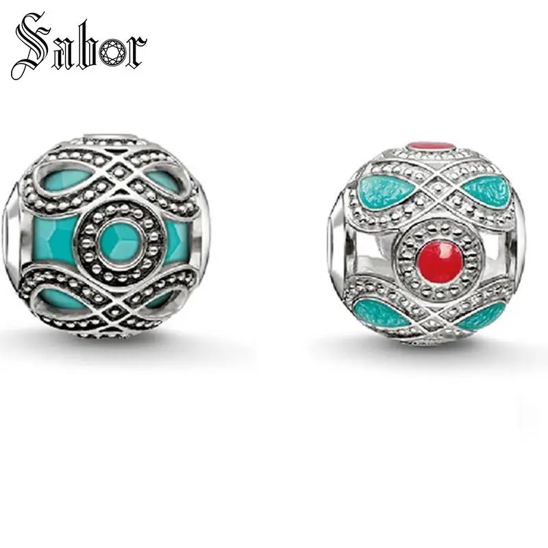 Посеребренные этнические национальные бусины из натурального камня самые