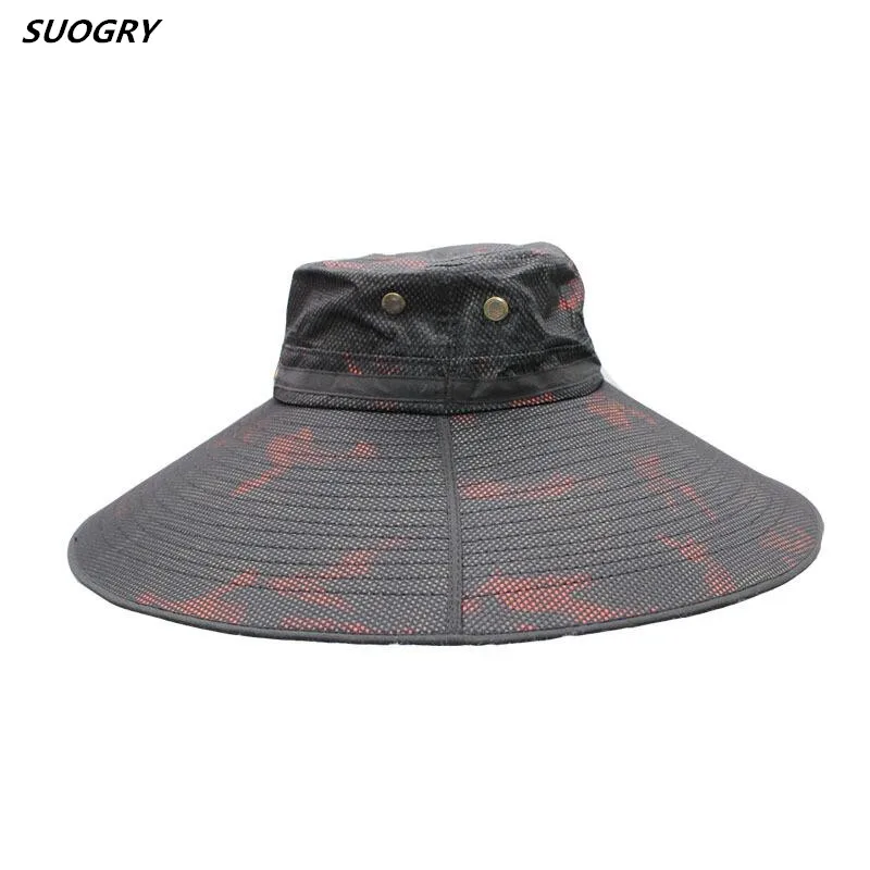 2020 Men Camouflage Bucket Fishing Hat Big Wide Brim Breathable Mesh Outdoor Hunting Safari Fisherman Sun Visor Panama Hats Cap |