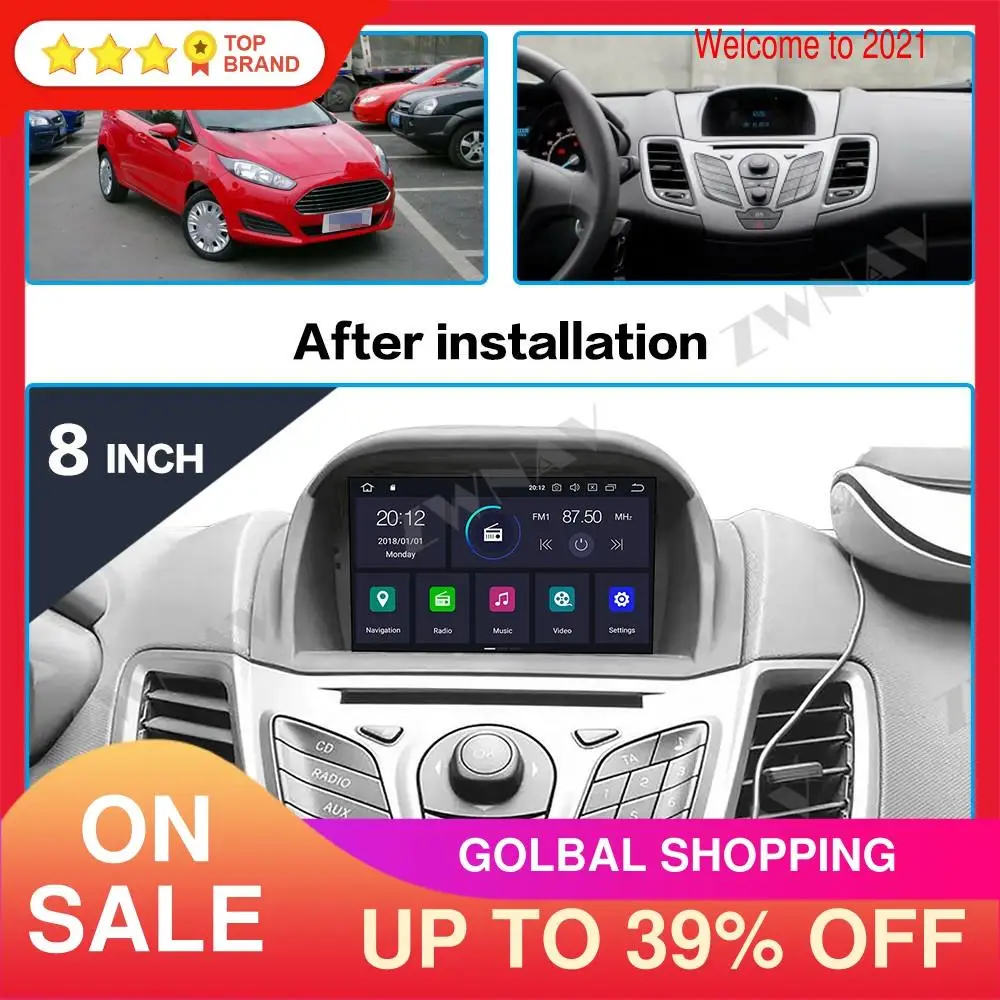 Автомобильный DVD плеер на Android 10 0 GPS навигатор для Ford Fiesta MK7 2013 2016 автомобильный
