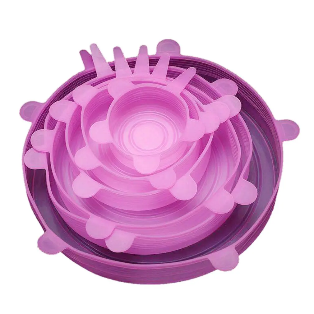 

Silicone 6-Piece Fresh-Keeping Lid Universal Bowl Lid Sealed Cling Film Kitchen Fresh-Keeping Lid Food Grade Silicone Lid