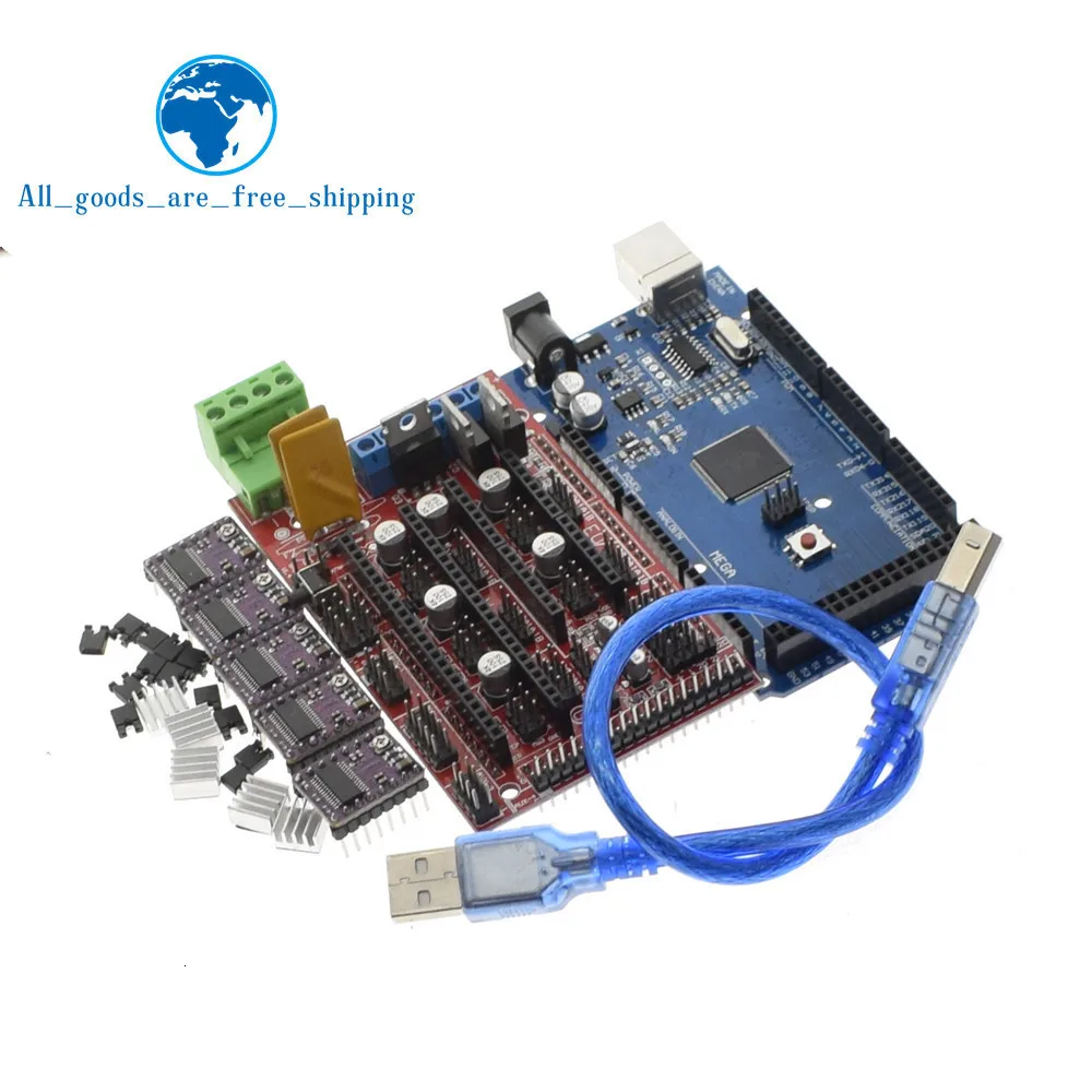 TZT 3d принтер Mega 2560 R3+ RAMPS 1,4 панель управления+ 5 шт. DRV8825 шаговый двигатель привод Перевозчик Reprap для arduino