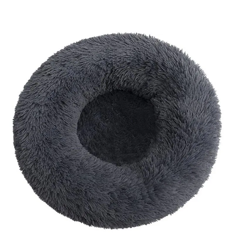 Длинная плюшевая пушистая кровать для собак раскладные кровати Пончик круглая