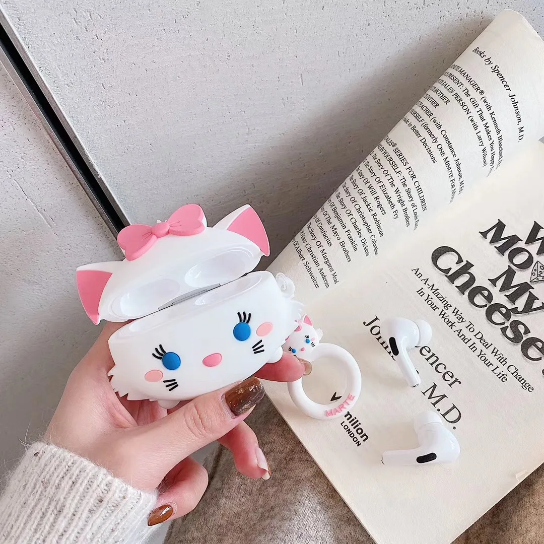 

Anime Disney Marie Cat Airpods Case Soft Silicone Funny Novelty Wireless Bluetooth Headset Waterproof Cover