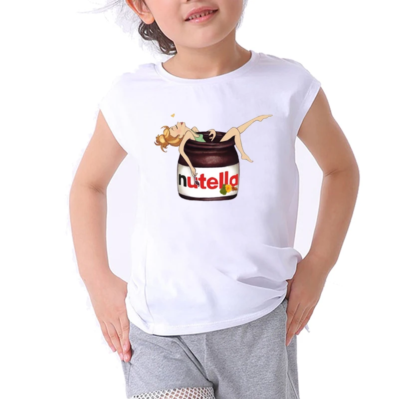 Camiseta de dibujos animados para ni&ntilde;as, ropa de moda para ni&ntilde;os y ni&ntilde;as, tops bonitos de nutella, camisetas para ni&ntilde;os, camisetas para ni&ntilde;os 2020-3