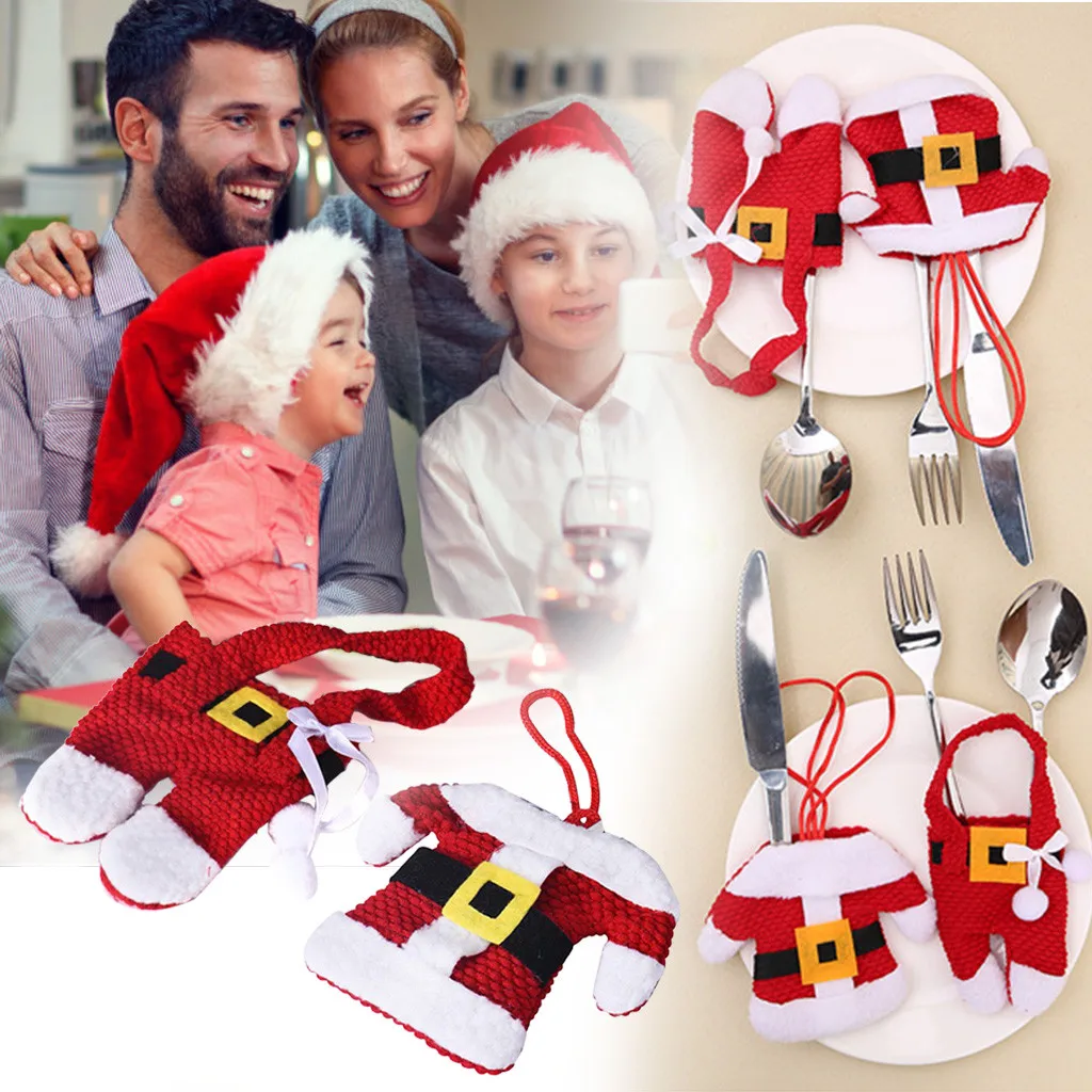 Рождественские колпачки держатель столовых приборов вилка ложка карманная