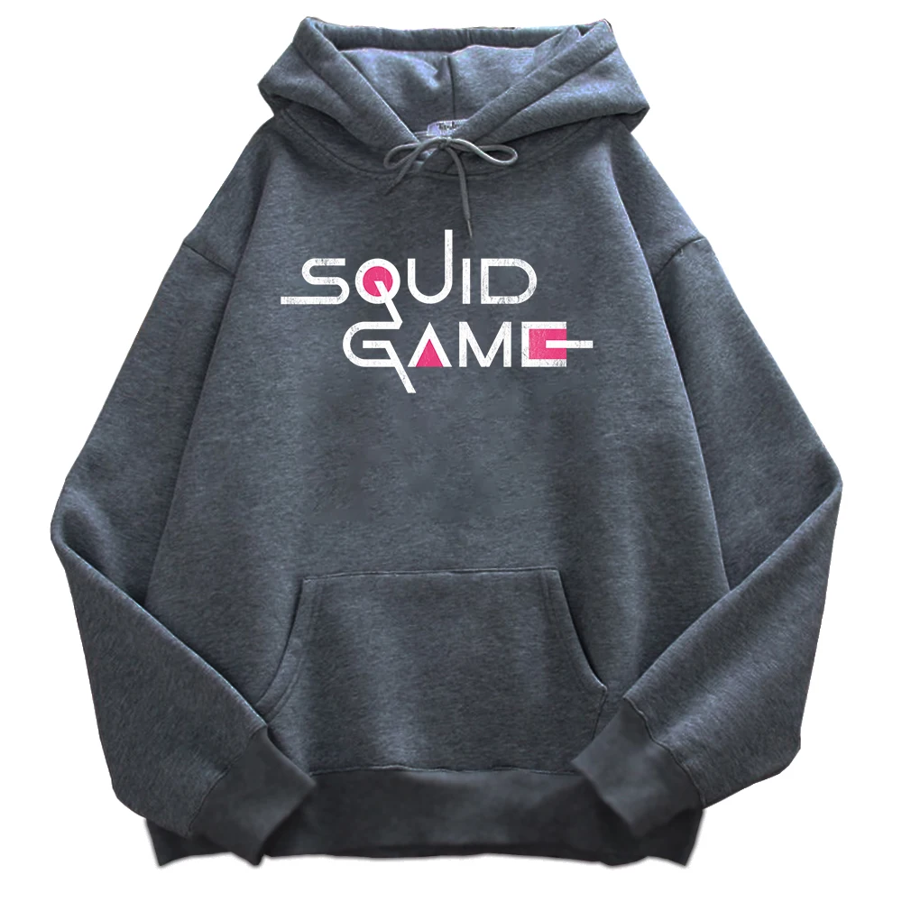

Squid Game LOGO Hip Hop Hoodies Men Fleece Warm Autumn Sweatshirt 2021 Korean TV Show Hooded Cool Fashion Soft Male Pullovers