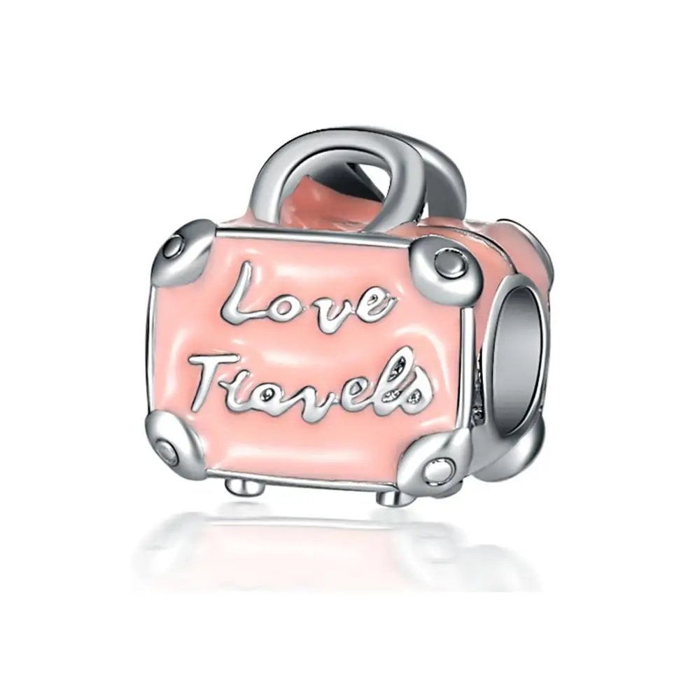 Свежий стиль розовый цвет эмаль резная сумка с надписью бусины амулеты подходят