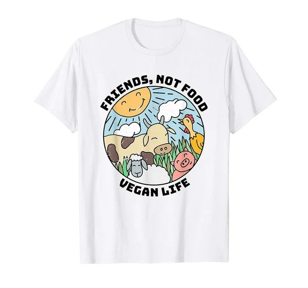 

Animals Friends Not Food Herbivore Vegan Birthday Christmas T-Shirt Birthday ...