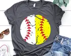 Раздельный полубейсбольный мяч для Софтбола, женская рубашка из 100% хлопка с рисунком Harajuku, мама мамочка Женская одежда, рубашки с круглым вырезом