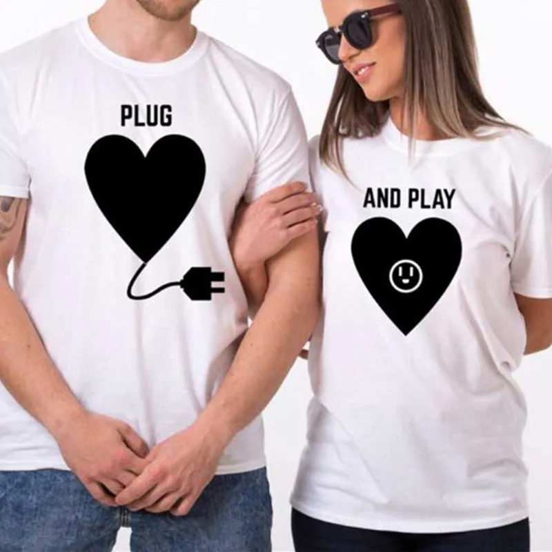 Love Plug And Play футболка для пары мужа жены смешная одежда женщин мужчин влюбленных