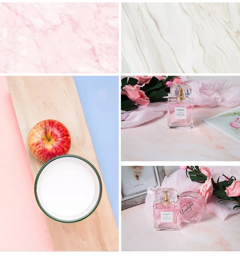 

Waterproof Printing 58x86cm Two Color PVC Pink Marbling Photographic Food Studio Background