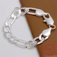925 silver trinket 12mm bracelet mens cuba link chain fashion party jewelry gift