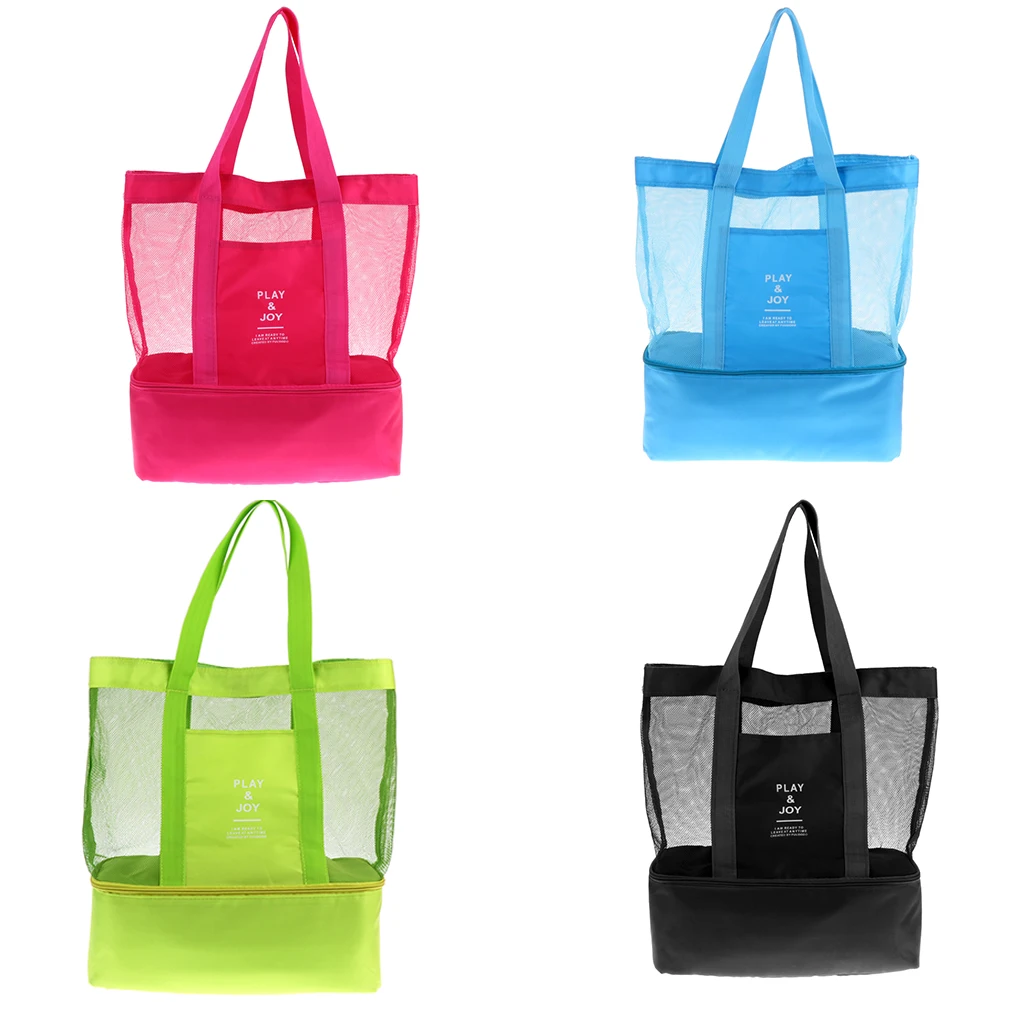 

Insulated Cooler Bag Travel BBQ Picnic Bag Mesh Stuff Sack Pool Beach