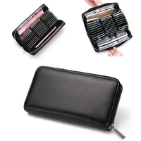 soft leather card storage bag wallet zipper design 36 bit card bag holder bank id credit card pocket cover unisex portable purse