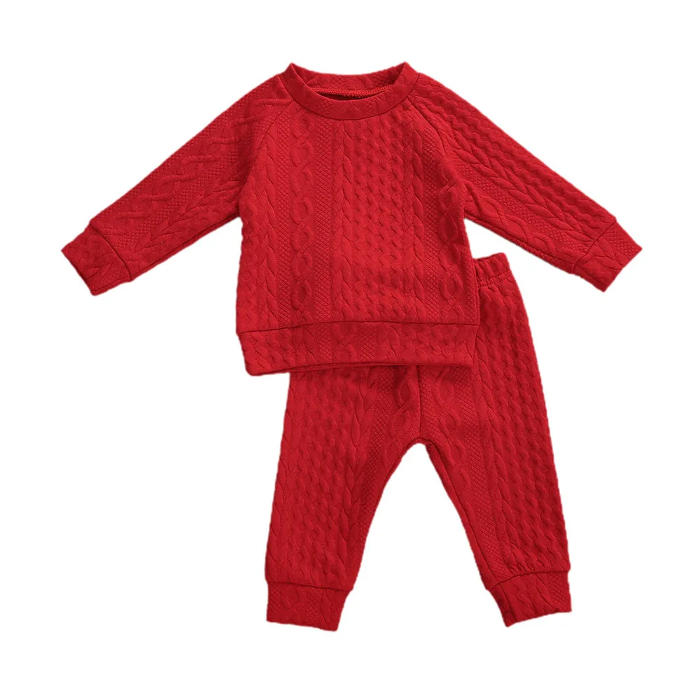 

Toddler Fall Winter Clothes Casual Fall Winter Clothes Solid Thicken Shirt Top 1-4Years Long Pant Sets Fashion Baby Outfits Sets