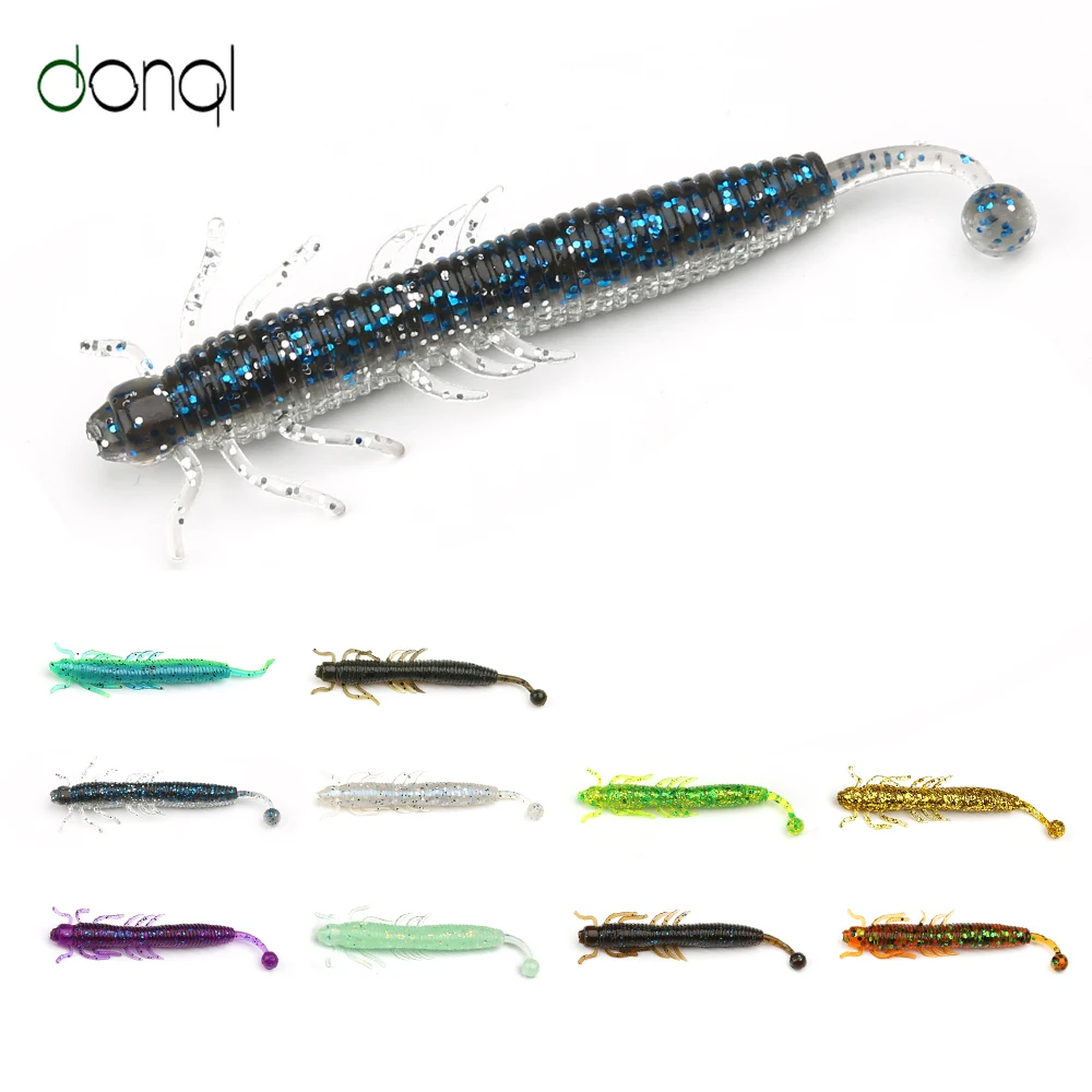 

DONQL 10Pcs Jig Worm Fishing Soft Lures 70mm 2.2g Artificial Silicone Bait Wobbler Swimbait Rubber Bass Smell Carp Fishing Lure