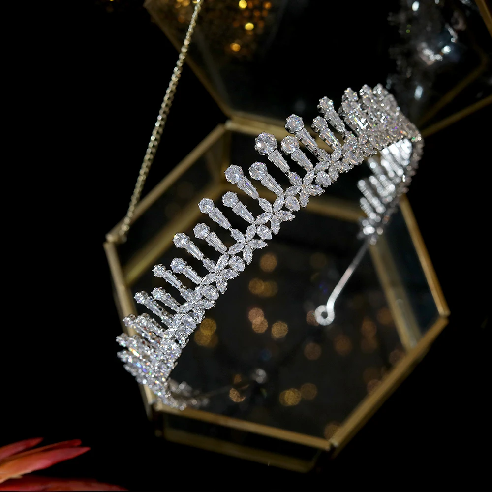 Модная женская корона с цветочным кубическим цирконием свадебные аксессуары для