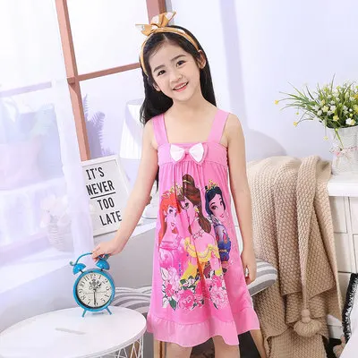 Детская одежда для сна Летняя модная Пижамы девочек Милое платье принцессы
