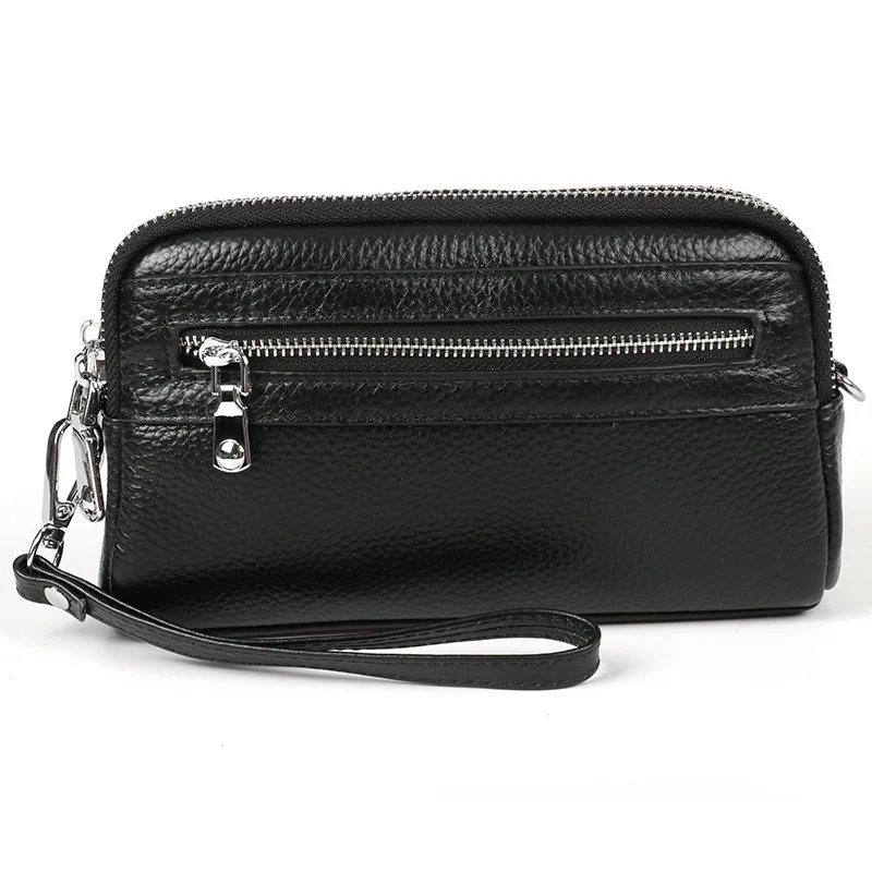 Women Mini Chain Messenger Shoulder Bags Small Bag Female Wristband Clutch Genuine Leather Large-capacity Double Zipper HandBag