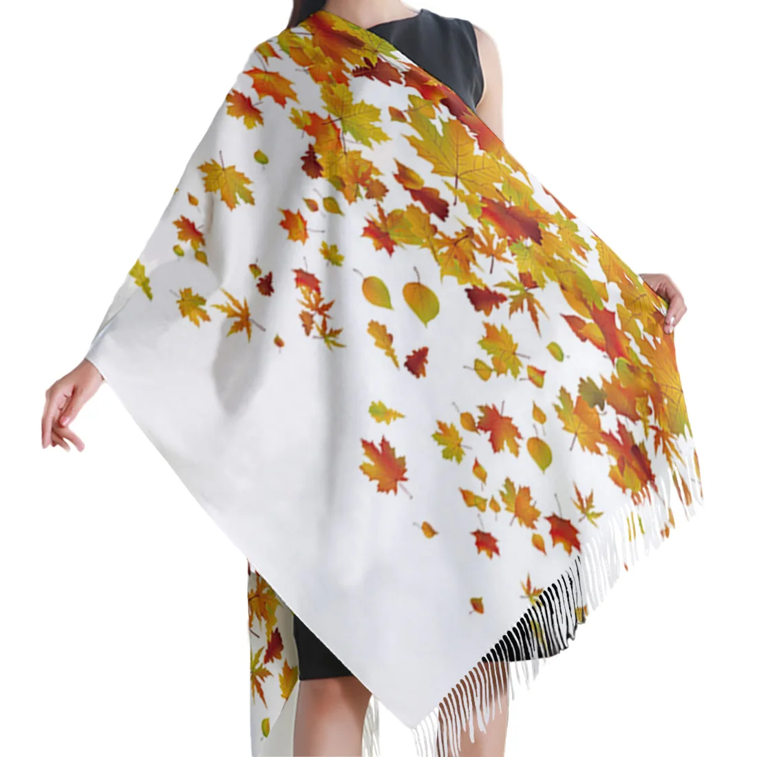 Женский зимний шарф осенние мужские кашемировые шарфы с Кленовым листом на шею