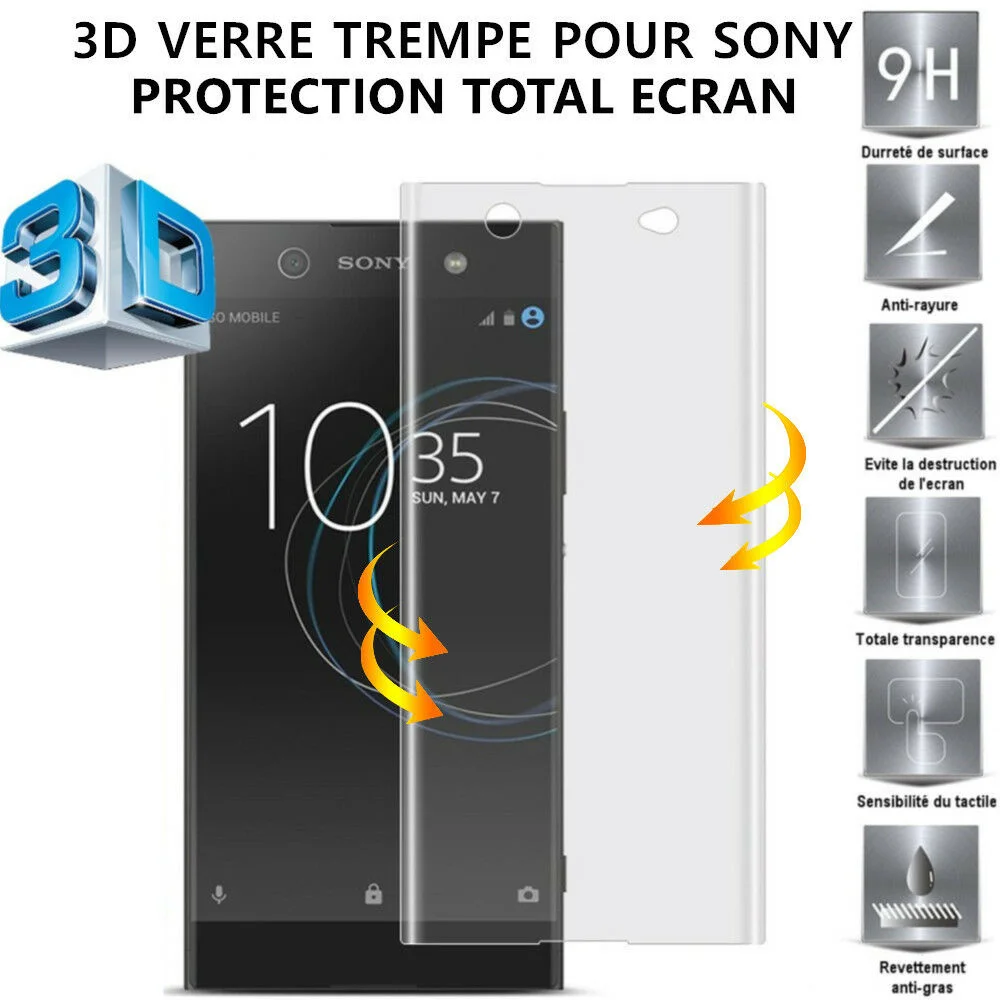 

3D Film de protection VERRE TREMP intgral cran For Sony XZ2/Compact/XA2/Ultra/XA1