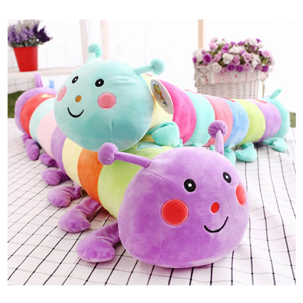 Мультяшная разноцветная гусеница 55 см плюшевая мягкая игрушка красочные