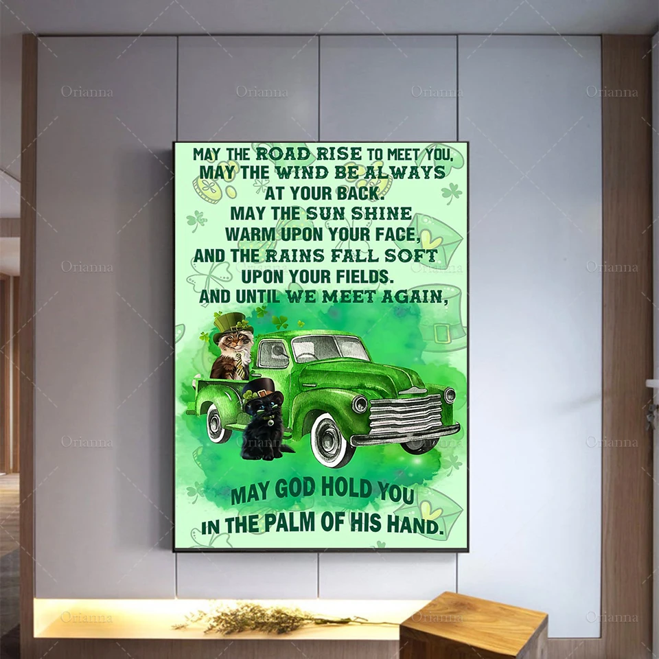 

Irish Blessing Poster May the Road Rise To Meet You Art Print,St Pattrick s Day Wall Decor Christian Housewarming Gift Decor