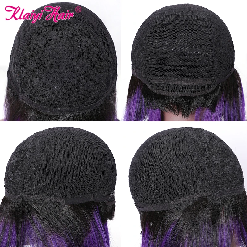 

Klaiyi Hair Pixie Cut Wig Highlight Bob Wig 10inch Remy Hair Wig Human Hair Full Machine Made Short Wigs For Women
