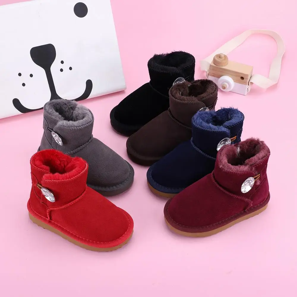 HABUCKN High Quality Australia Classic Fashion Genuine Leather Snow Boots Boy and girl Warm Winter waterproof Shoes For children | Детская