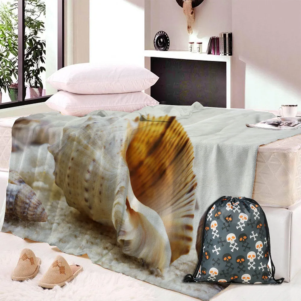 Морская жизнь 3D печать ракушки креветки микрофибра домашнее одеяло для девочек