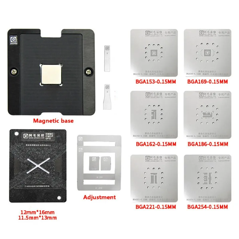 Android nand паяльный инструмент Amaoe BGA трафарет для EMMC EMCP UFS 153 162 169 186 221 254|Сварочные