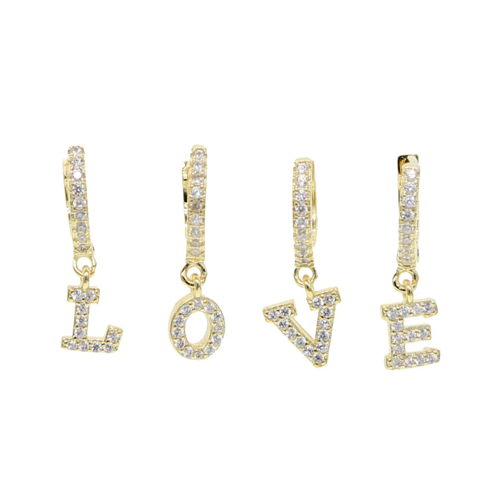 1 шт. серьги с буквами алфавита прозрачные cz проложенные 26 Начальные Буквы A до Z