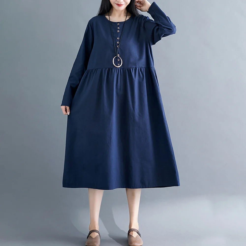 Женское платье 2020 Весна и лето новое с длинным рукавом литературная Мода хлопок