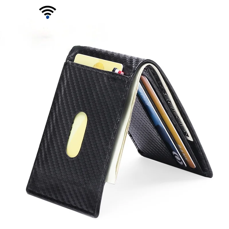 

Men wallets New men's carbon fiber grain US dollar clip Card package Short fashion wallet RFID antimagnetic wallet men