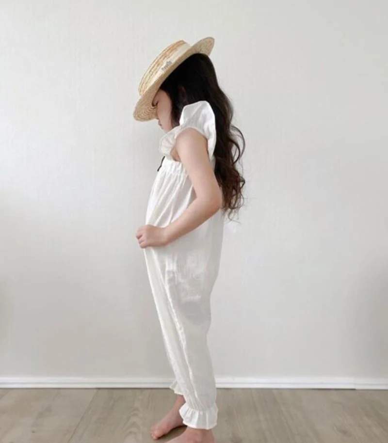 2021 kinder Kleidung Leinen Mädchen Overalls Mädchen Weiß Overalls Frühling Sommer Mädchen Kleidung
