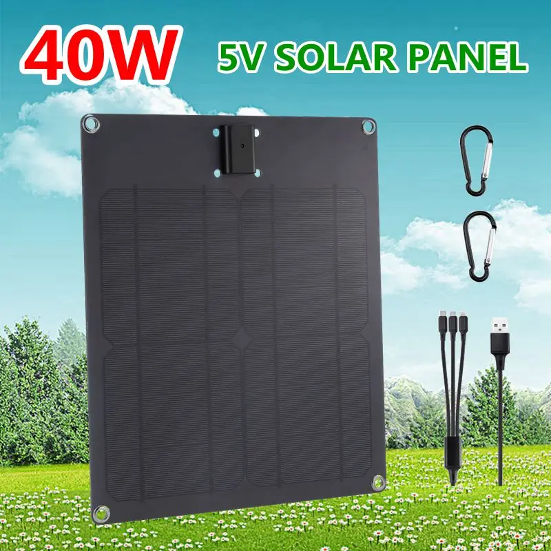 

40W Solar Panel Kit 6V USB Waterproof Solar Cells Solar Powered for Outdoor Camping Hiking Travel Car Yacht RV Battery Charger