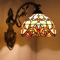 Stained Glass Wall Lamps Baroque Light Fixtures Wall Sconces For Living Room Mirror Front Lamp Bedside LED Wall Lights