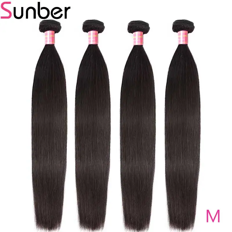 Sunber прямые перуанские волосы пучки волос 4 шт./лот 100% M Remy 8 30 дюймов Натуральные