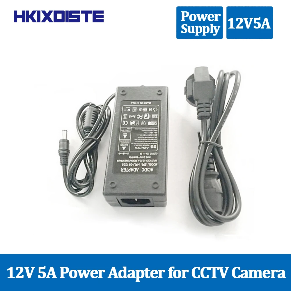 

HKIXDISTE 12V Power supply for led strip EU/US/UK/AU adapter AC110-240V to DC12V 5A plug transformer Power Adapter for camera
