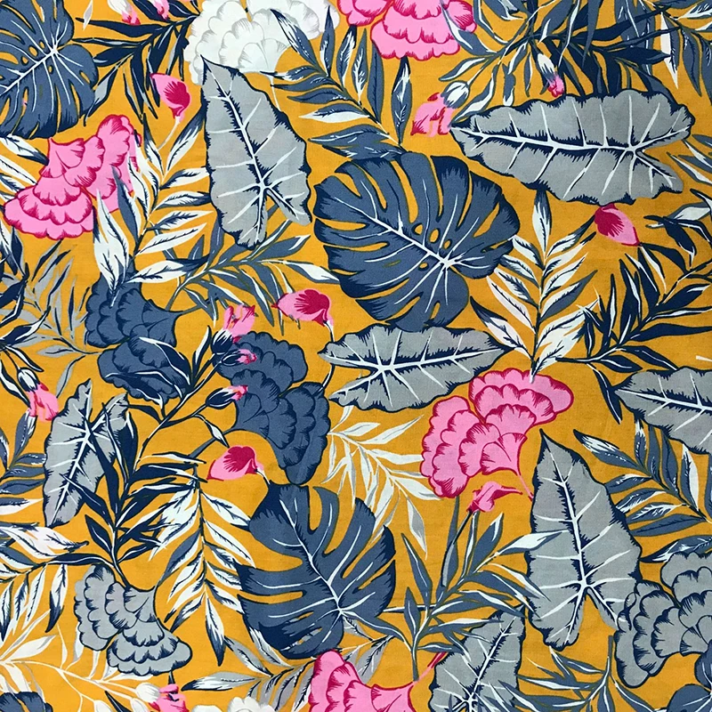 Гавайский пляж растения цветочный принт хлопок Поплин Ткань одежда рубашка юбка