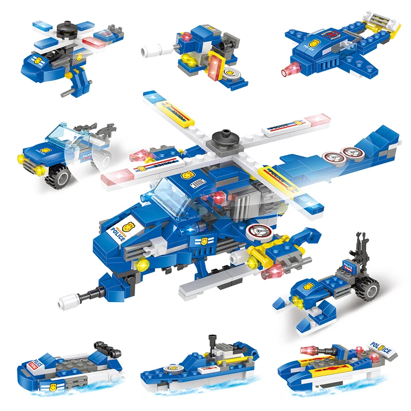 Конструктор городская полиция автомобиль робот спецназ оружие грузовик лодка