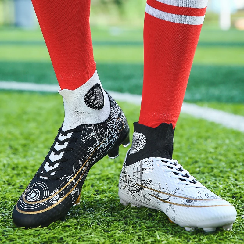 Мужские футбольные бутсы высокие кроссовки с высоким берцем длинными