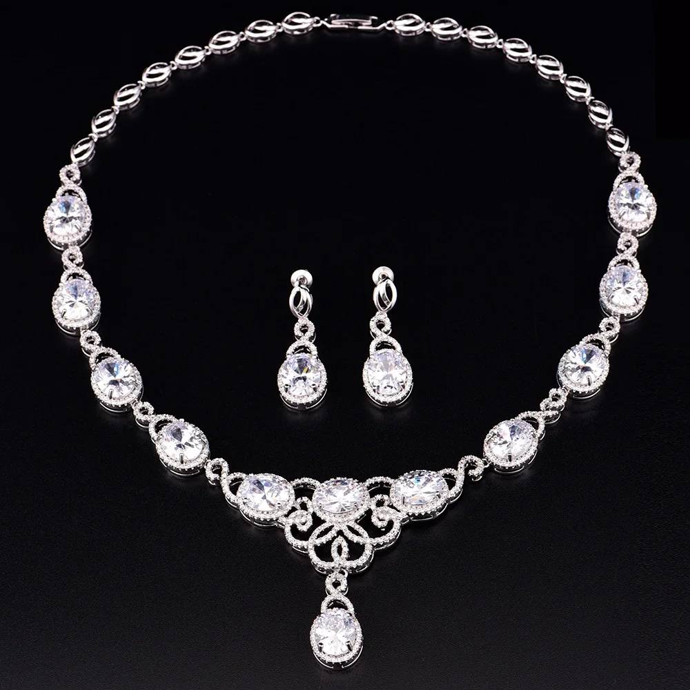 Новое поступление, Свадебный комплект из ожерелья с кубическим цирконием в форме облака для женщин, серьги-подвески, ювелирные изделия для ...